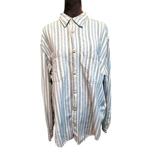 Levi's Blue and White Casual Button Down Shirt Vintage Large Stripped